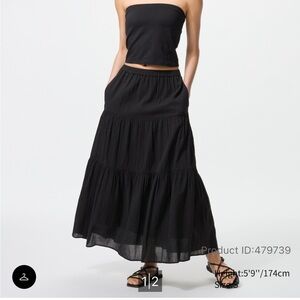 Uniqlo Black Tiered Maxi Skirt